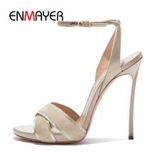 ENMAYER  Lace-Up  Ankle Strap  PU  Gladiator Sandals Women  High Heels Sandals Women  Open Toe Heels  Size 34-43 ZYL2572 2024 - buy cheap