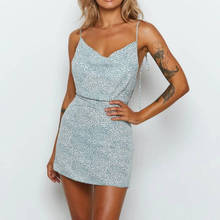 Summe Sexy Sleeveless Backless V-Neck Slip Dress Women Boho Printed Mini Dress Beach Sundress 2024 - buy cheap
