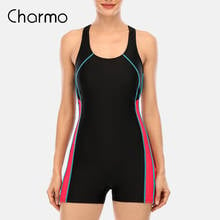 Charmo One Piece Women Pro Sports Swimwear Sports Swimsuit Athlete Race Back Beach Wear Boyleg Bathing Suits 2024 - compre barato