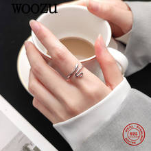 WOOZU Genuine 925 Sterling Silver Geometric Snake Open Finger Rings For Women Charms Party Bohemian Hip Hop Animal Jewelry Gift 2024 - buy cheap