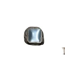 Anillo de plata antigua china con Ópalo, anillo cuadrado de plata con incrustaciones, anillo de plata para hombre 2024 - compra barato