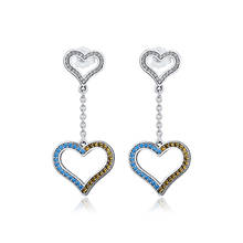 CKK Genuine 925 Sterling Silver Double Love Heart Dangle Earrings for Women Fashion Ear rings Jewelry Brincos Free Shipping 2024 - buy cheap