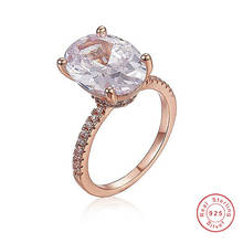 Anéis de casamento de prata esterlina 925, luxo, com ponta de dedo, corte 3ct, ouro rosa, para mulheres, joia de noivado, venda imperdível 2024 - compre barato