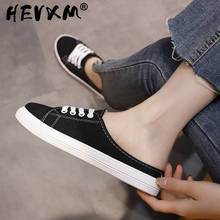 2021 Women Sneakrs Candy Color Canvas Slippers Lace Up Casual Shoes Slip on Flat on White Shoes Ladies Espadrilles Black Slides 2024 - buy cheap
