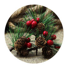 Rama de cono de pino y baya roja Natural, árbol de Navidad, adorno de vacaciones para guirnalda de tarjetas de felicitación, 10 Uds. 2024 - compra barato