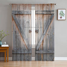 Wooden Door Barn Curtain Window Tulle For Living Room Bedroom Kitchen Chiffon Sheer Window Treatment Decorations 2024 - buy cheap
