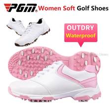 Tênis de golf à prova d'água para mulheres pgm, sapatos leves, macios, antiderrapantes de microfibra para uso externo e tecido respirável 2024 - compre barato