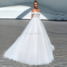 Off the Shoulder Wedding Dresses A Line Lace Appliques Lace Up Bridal Wedding Gowns Vestido De Noiva Sweep Train 2024 - buy cheap