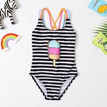 New 2019 Baby Girls Swimwear 3~8Y Girls swimsuit one piece Children Swimwear Strips style Swimsuit for Kid Girls Beachwear-SW412 2024 - buy cheap