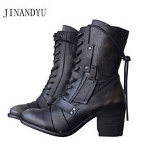 Plus Size 43 Leather Shoes for Women High Heels Boots Sexy Vintage Shoes Womens Fashion Boots Block Heels 7cm Cowboy Boots 2024 - buy cheap