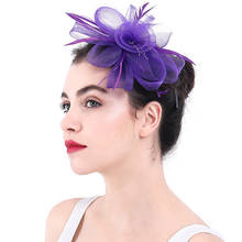 Purple Crinoline Fascinators Hats Flower Women Weddiing Hair Accessories For Wedding Church Party Derby Ascot Headwear SYF354 2024 - buy cheap