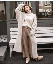 2019 New Women Synthetic Mink Cashmere Solid Sweater Cardigan Winter Coat Batwing Sleeve Knitted Long Cardigan Thick Sweaters 2024 - buy cheap