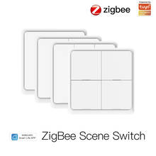 Smart Wireless Switch Tuya ZigBee Free Sticker 4-way Panel Scene Button Switch Used With Zigbee Gateway APP Control Smart Home 2024 - buy cheap