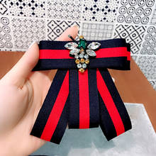 New Fabric Ribbon Bow Brooch for Women Girls Modish Rhineston Pearl Pins for Dress Collar Corsage Jewelry Clothing Accessories 2024 - buy cheap