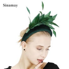 New Charming Wedding Feather Bridal Headband Fascinators Hair Accessories Elegant Women Show Party Headwear Cocktail Headdress 2024 - buy cheap