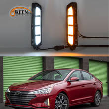 Diodo emissor de luz para carro, 2 peças, luzes diurnas para hyundai elantra vante 2019, 2020, sinal amarelo, lâmpada de neblina à prova d' água 2024 - compre barato