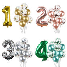 32inch Number Confetti Metal Balloons Rose Gold Silver Birthday Latex Balloons Sets Kids Adult Birthday Party Decoration 2024 - buy cheap