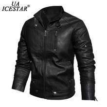 UAICESTAR Men Leather Jacket Thicken Fleece Motorcycle Leather Coat Men's 2020 Winter Vintage Outwear Faux Leather Jackets Men 2024 - compre barato