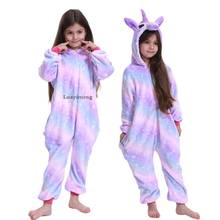 Pijama de inverno para crianças, roupas para meninas, unicórnio, peça única para dormir 2024 - compre barato