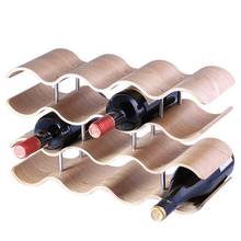 LBER Wooden Wave Wine Rack/Creative Home Grape Wine Shelf Wine Cabinet/Solid Wood Bottle Rack (4 Layers 42.5x15.5x24Cm) 2024 - buy cheap