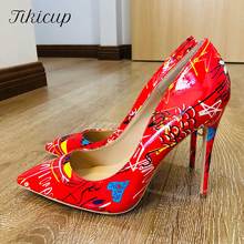 Tikicup-zapatos de tacón alto de charol para mujer, de 8cm tacones de aguja, 10cm, 12cm, elegantes, puntiagudos, para boda 2024 - compra barato