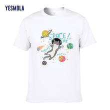 Yesmola camiseta feminina espaçosa de gato, camiseta de verão fashion com manga curta de algodão casual, manga curta unissex 2024 - compre barato