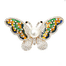 New Rhinestone Pearl Enamel Butterfly Brooch Pin Insect Coat Elegant Brooches Fashion Coat Jewelry High Quality 2024 - buy cheap