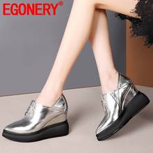 EGONERY-zapatos de tacón alto con plataforma para mujer, calzado de piel auténtica, punta estrecha, para exteriores, Primavera, 2020 2024 - compra barato