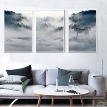 Póster sobre lienzo de Arte de niebla, paisaje de bosque nórdico, pintura de pared impresa, imagen de decoración escandinava para el hogar 2024 - compra barato
