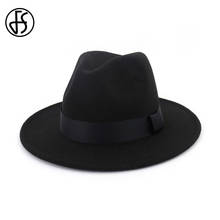 FS 2020 Spring Winter Jazz Hat For Men Women Wide Brim Fedora Felt Hats With Weave Band Red Pink Black Chapeau Feutre Femme 2024 - buy cheap