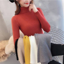 Jmnfc moda coreana gola alta mulheres suéter outono inverno pulôver slim senhoras básico malha top casual sólido suômetro 2024 - compre barato