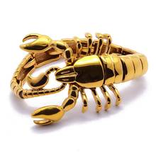 Модный золотой Скорпион, животный, высокое качество, Панк ювелирные изделия, мужские браслеты, манжета, браслет, Pulsera Hombre ювелирные изделия 8,26 дюймов 2024 - купить недорого
