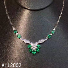 Kjjeaxcmy jóias finas esmeralda natural 925 prata esterlina novas mulheres pingente colar de corrente suporte teste luxo clássico 2024 - compre barato