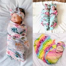 Baby Swaddle Blanket Newborn Baby Floral Swaddle Blanket Toddler Girl Boys Receiving Blanket Infant Swaddle Wrap Headband 2pcs 2024 - buy cheap