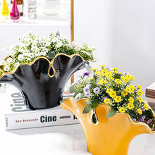 Jarrón de arte nórdico Ginkgo Biloba, adornos de cerámica creativos, contenedor de arreglo de flores de escritorio para sala de estar, florero seco, decoración 2024 - compra barato