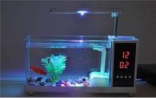 Мини-аквариум для аквариума usb-аквариум с светодиодный дисплей светодиодный экран и часы аквариум для аквариума черно-белые 2024 - купить недорого