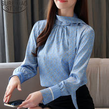 2020 Korean Fashion Clothing Blouse Women OL Spliced Print Bow Chiffon Blouse Ladies Tops Women's Clothing Long Sleeve  8385 50 2024 - buy cheap