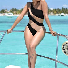 Women One-Piece Swimsuit See Through One Piece Swimwear Bandage Bikini Push-up Bathing Suit Off Shoulder Swimwear Monokini 2024 - buy cheap