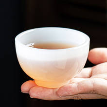 Taça de chá de porcelana branca, copo de jade, kung fu chinês, acessório de bebidas, xícaras bonitas, mestre do teacup, tigelas de artesanato 2024 - compre barato