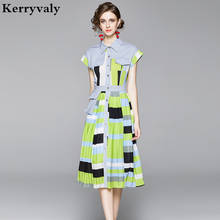 New Fashion Contrasting Color Lapel Waist Hugging Stitching Pleated Women Dress Ropa Mujer Verano 2022 Midi Dress K5563 2024 - buy cheap