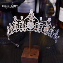 Himstory-Diadema con diamantes de imitación, Tiara de boda de circonita cúbica de cristal, corona de princesa nupcial, accesorios para el cabello, joyería para damas de honor 2024 - compra barato