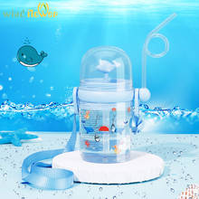Botella de agua con pulverizador de ballena para niños, 250ML, para aprender a alimentar, con dibujos animados, leche y pajita 2024 - compra barato
