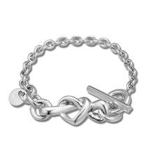 New Mother's day collection 100% 925 Sterling Silver Knotted Heart Bracelets For Women chain bracelet bangles fashion jewelry 2024 - buy cheap