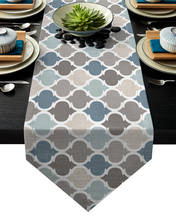 Table Runners Modern Indigo Gray Morocco Pattern Table Runner Christmas Decorations for Home Table 2024 - buy cheap