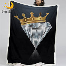 BlessLiving Diamond Bed Blanket Crown Blankets For Beds Geometric 3d Printed Bedspread Beautiful Golden Mantas De Cama Dropship 2024 - buy cheap