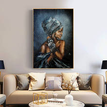 Pintura al óleo de mujer negra de Arte Africano sobre lienzo, carteles e impresiones, imagen artística de pared de mujer escandinava para sala de estar 2024 - compra barato