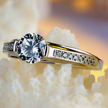 Anel de diamante redondo para mulheres, pequeno anel de prata esterlina 925 com zircônia branca, joia de luxo para mulheres 2024 - compre barato