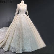 Serene Hill-vestidos de novia de lujo de marfil, Dubái, 2021, cuentas de diamantes, manga larga, vestidos de novia sexys HA2425, hechos a medida 2024 - compra barato