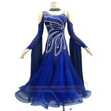 Vestido de baile de Salón Estándar para mujer, traje de baile de competición, estilo real, Bule, Rhinethone, vals 2024 - compra barato