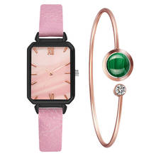 Relógio feminino na moda, relógio casual feminino com pulseira de couro, relógio retangular rosa de quartzo na moda, zegarek damski 2024 - compre barato